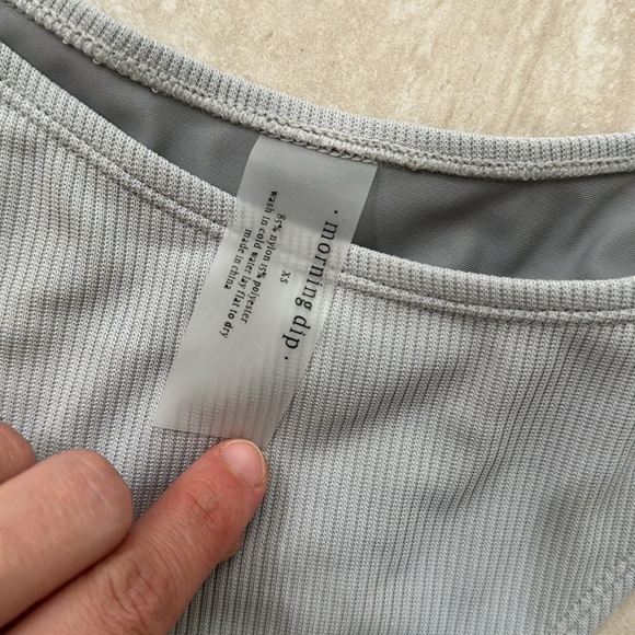 Morning Dip Silver Gray Ribbed Bikini Bathing Suit Set XS - Picture 5 of 7